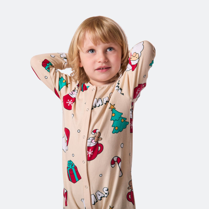 Xmas Overall Beige Julpyjamas Barn
