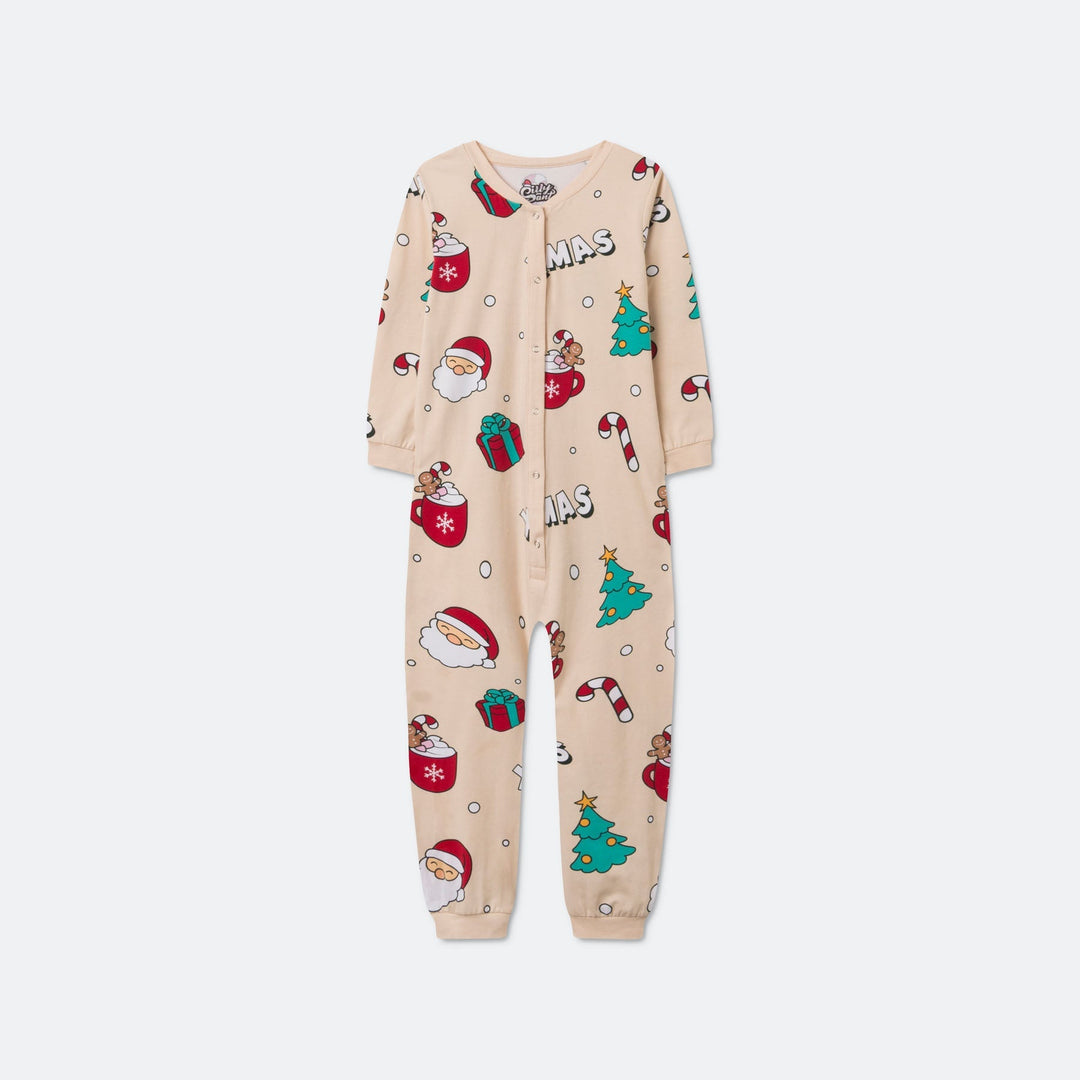Xmas Overall Beige Julpyjamas Barn