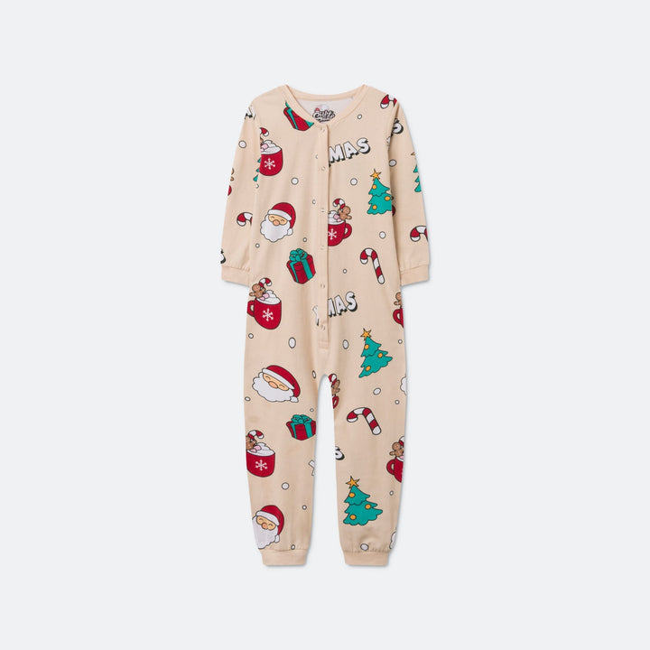 Xmas Overall Beige Julpyjamas Barn