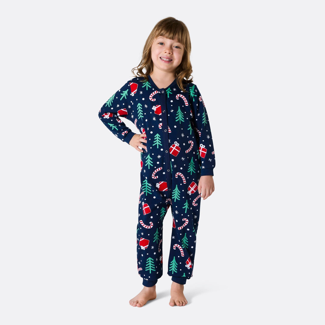 Julmönster Blå Julpyjamas Barn