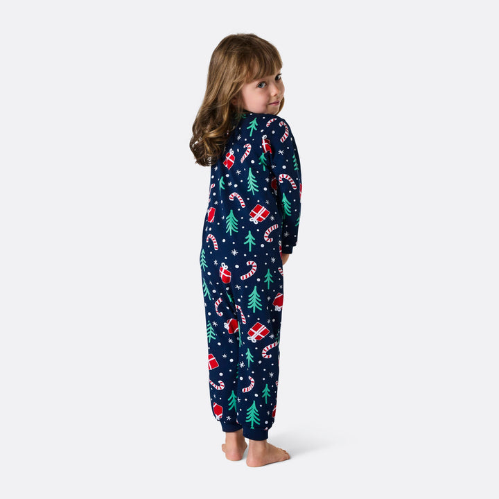 Julmönster Blå Julpyjamas Barn