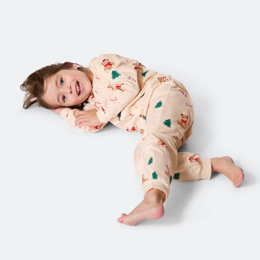 Teddybjörn Overall Beige Julpyjamas Barn