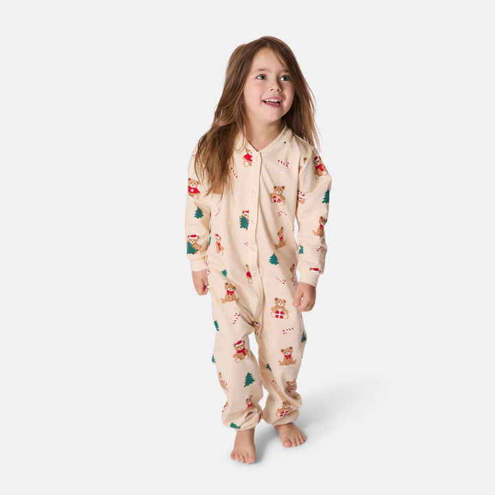 Teddybjörn Overall Beige Julpyjamas Barn