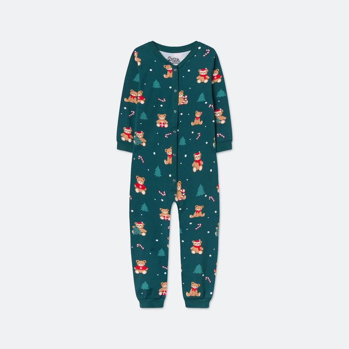 Teddybjörn Overall Grön Julpyjamas Barn