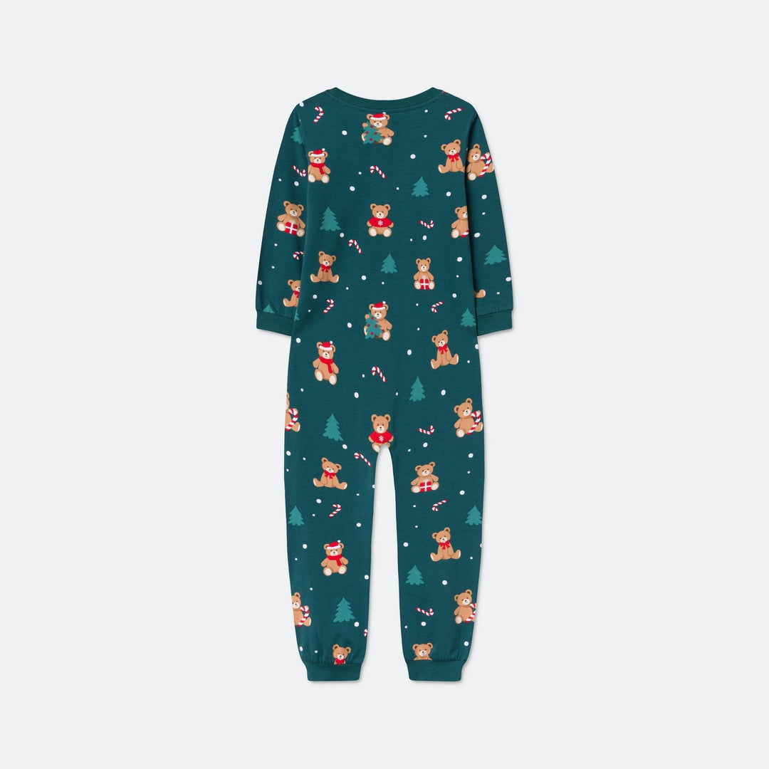 Teddybjörn Overall Grön Julpyjamas Barn