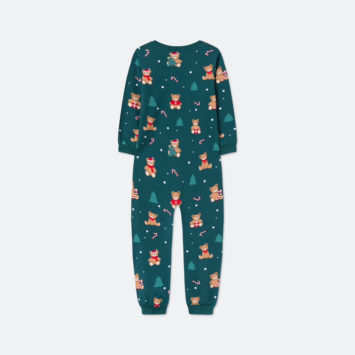 Teddybjörn Overall Grön Julpyjamas Barn