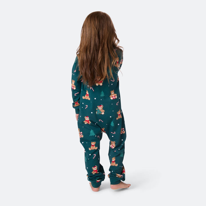 Teddybjörn Overall Grön Julpyjamas Barn