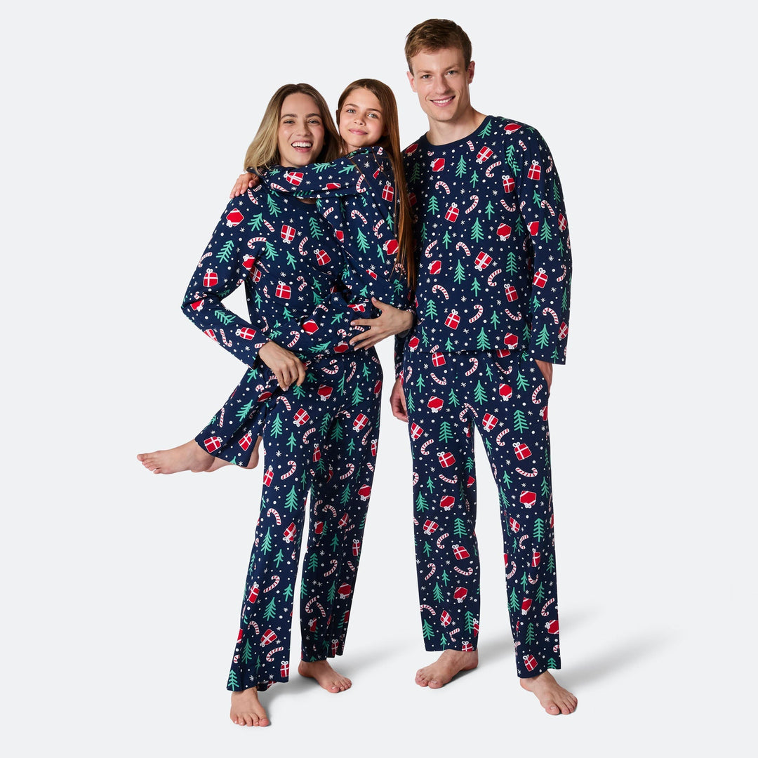 Julmönster Blå Julpyjamas Barn