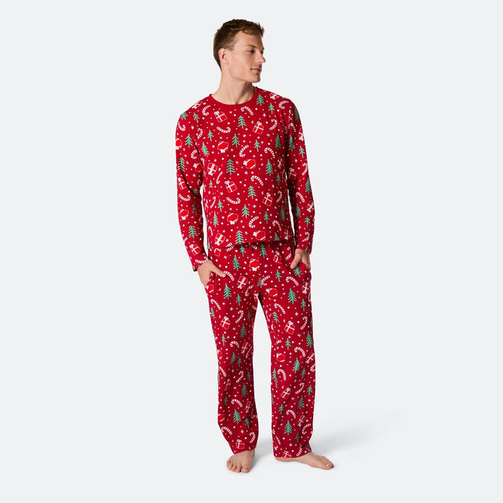 Julmönster Röd Julpyjamas Herr