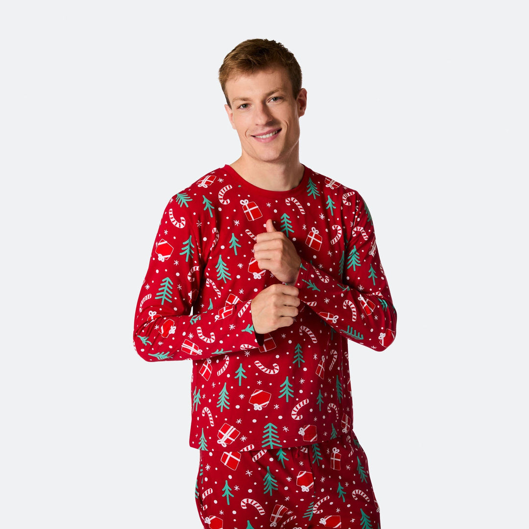 Julmönster Röd Julpyjamas Herr