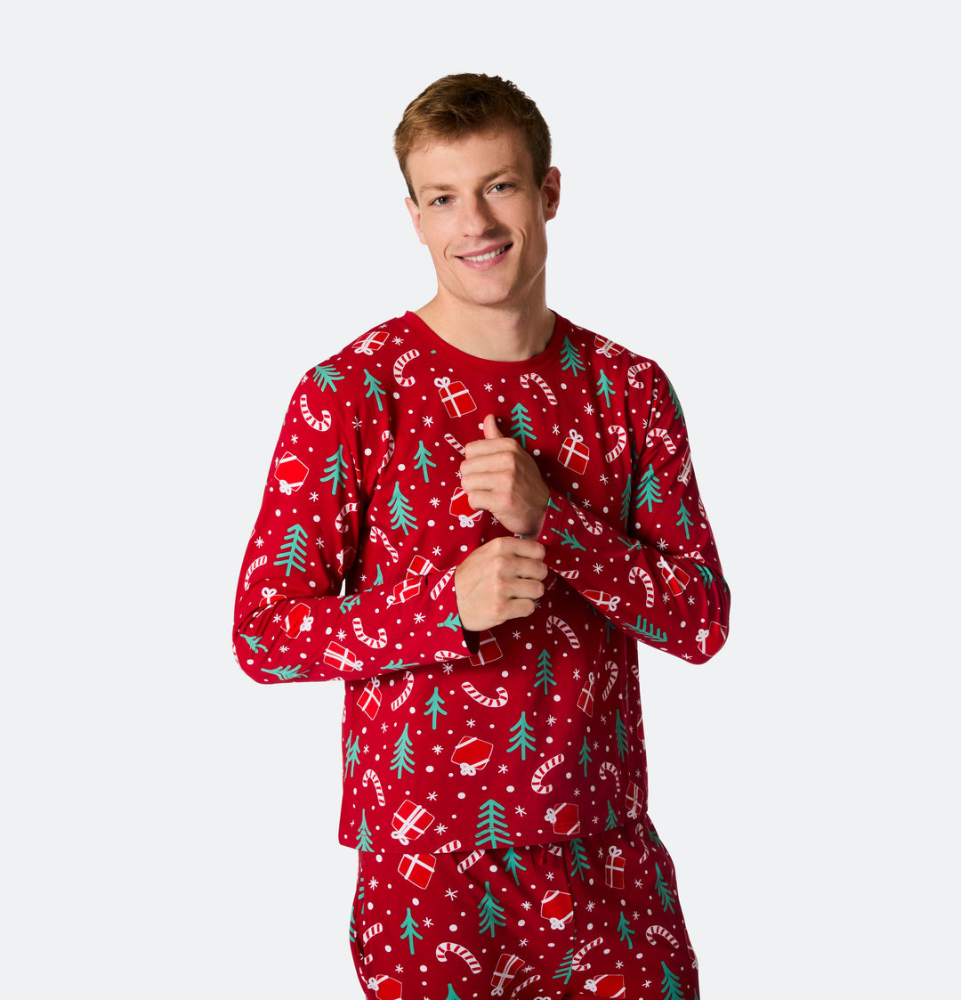 Julmönster Röd Julpyjamas Familj