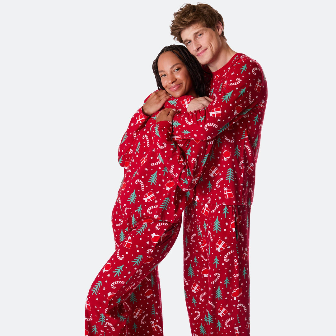 Julmönster Röd Julpyjamas Herr