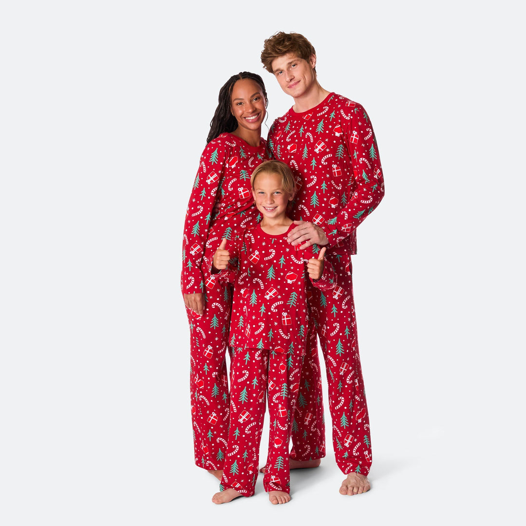 Julmönster Röd Julpyjamas Barn