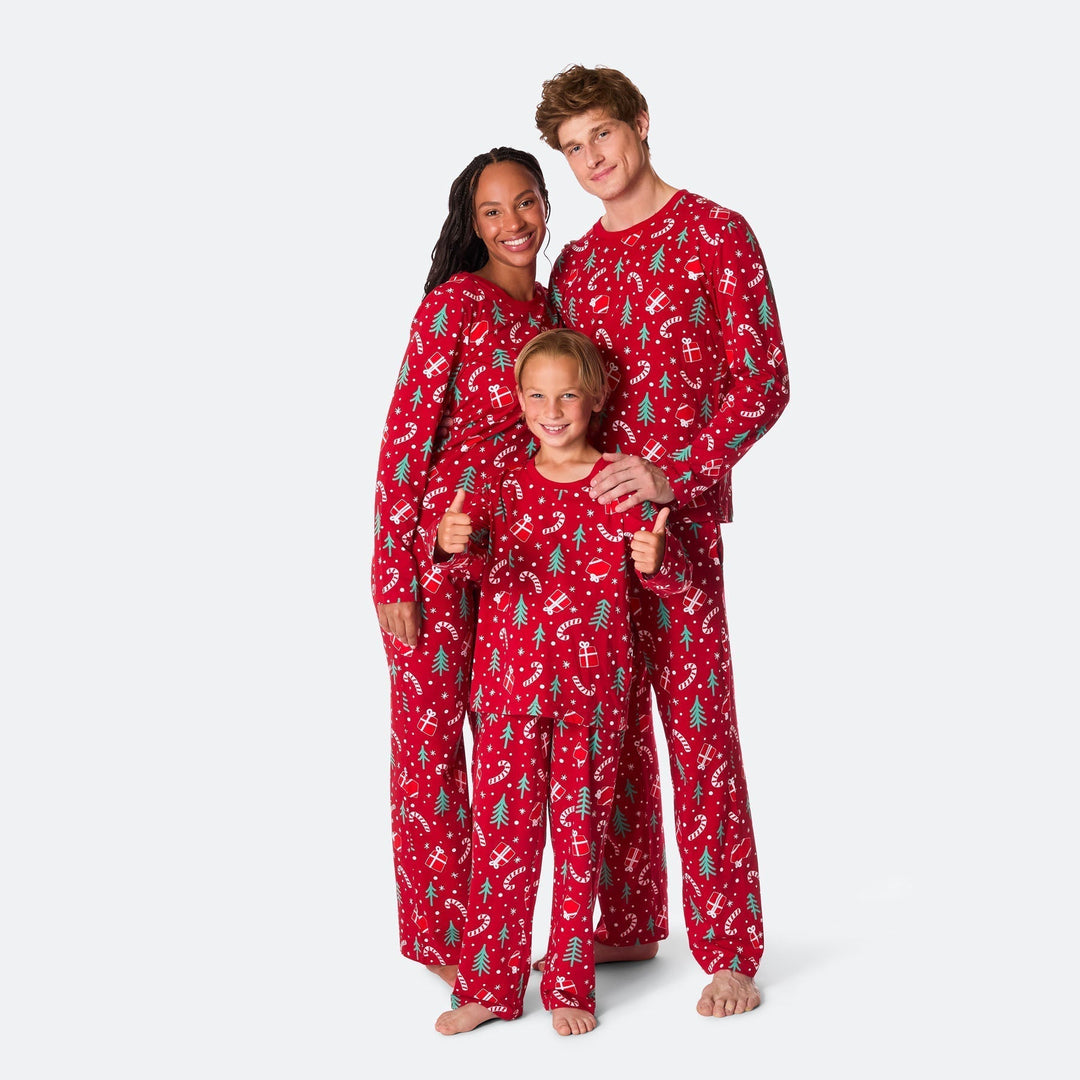 Julmönster Röd Julpyjamas Barn