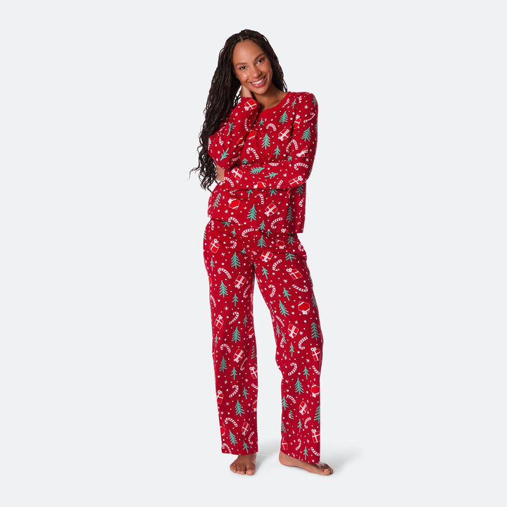 Julmönster Röd Julpyjamas Dam