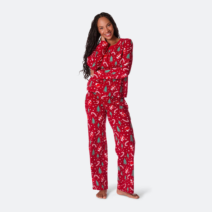 Julmönster Röd Julpyjamas Familj