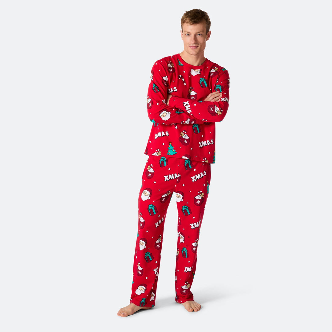 Xmas Röd Julpyjamas Herr