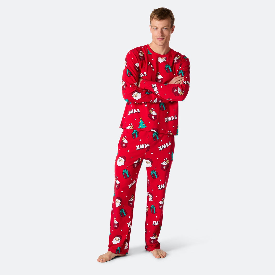 Xmas Röd Julpyjamas Herr