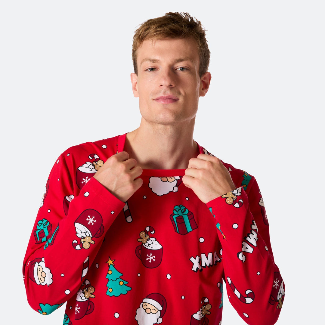Xmas Röd Julpyjamas Herr