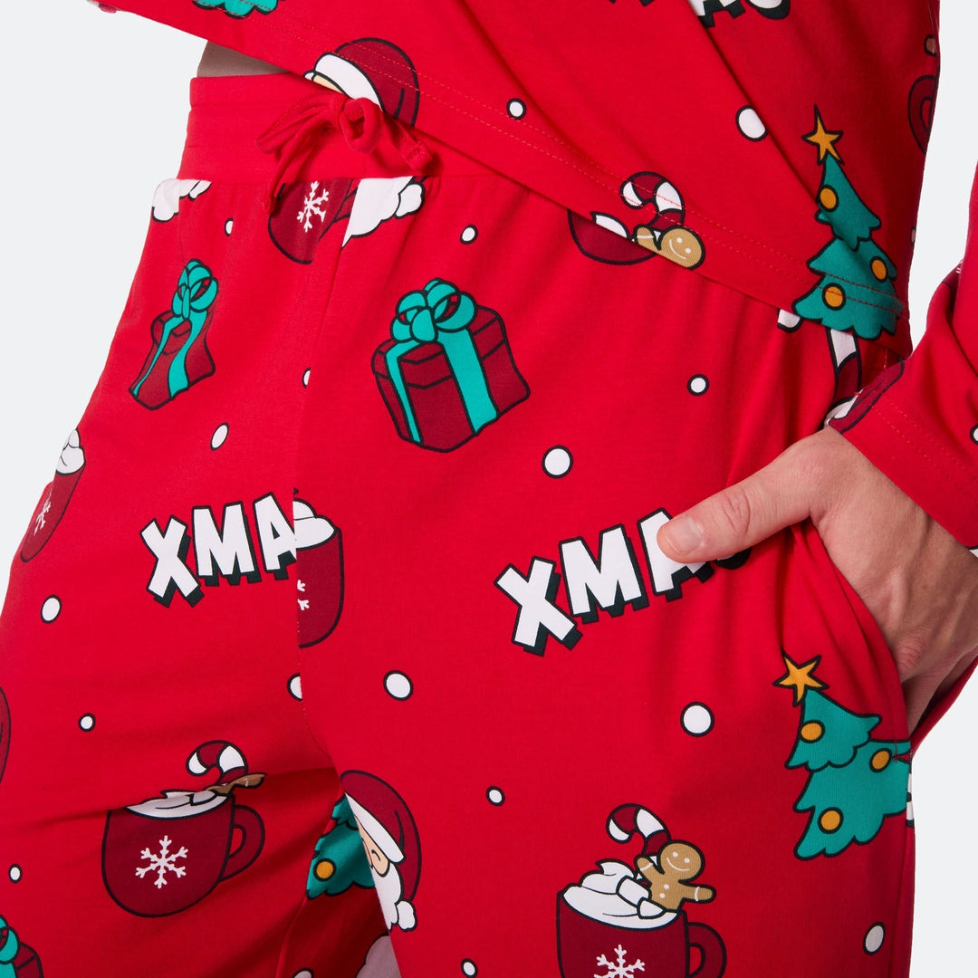Xmas Röd Julpyjamas Herr