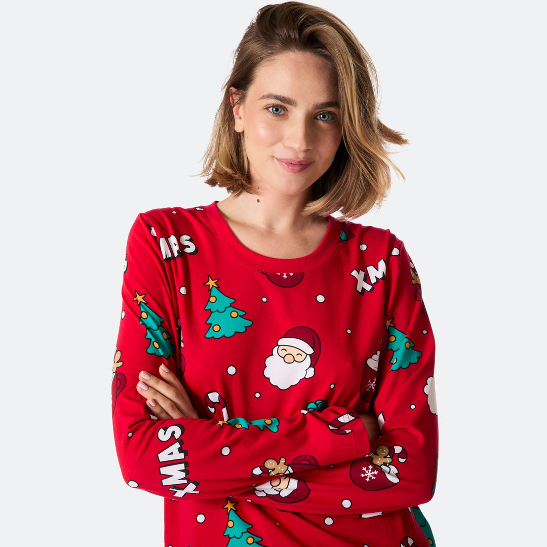 Xmas Röd Julpyjamas Dam