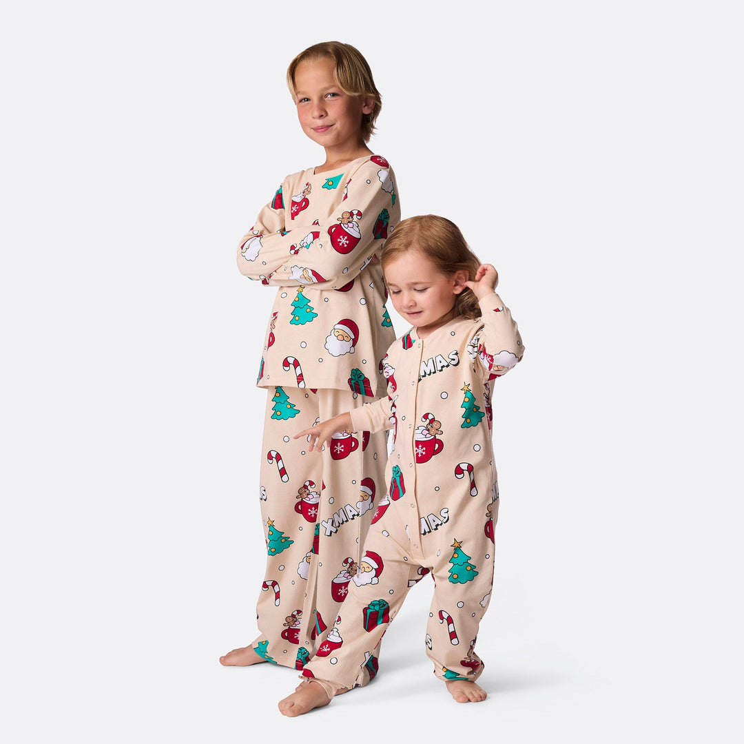 Xmas Beige Julpyjamas Barn
