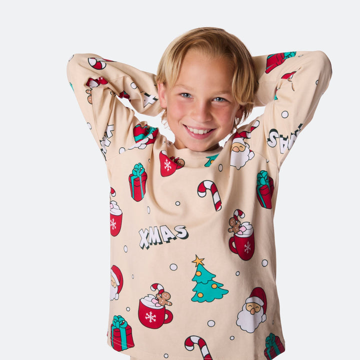 Xmas Beige Julpyjamas Barn