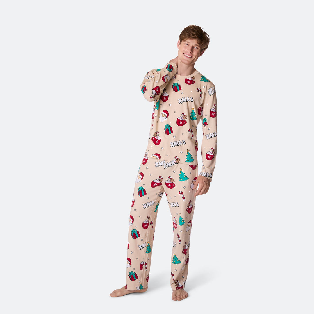 Xmas Beige Julpyjamas Herr