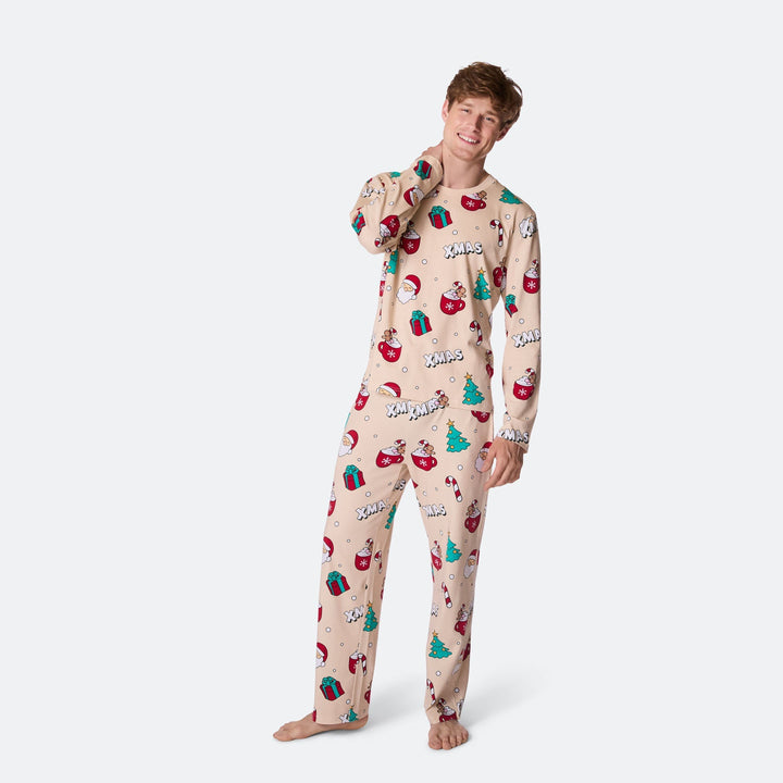 Xmas Beige Julpyjamas Herr