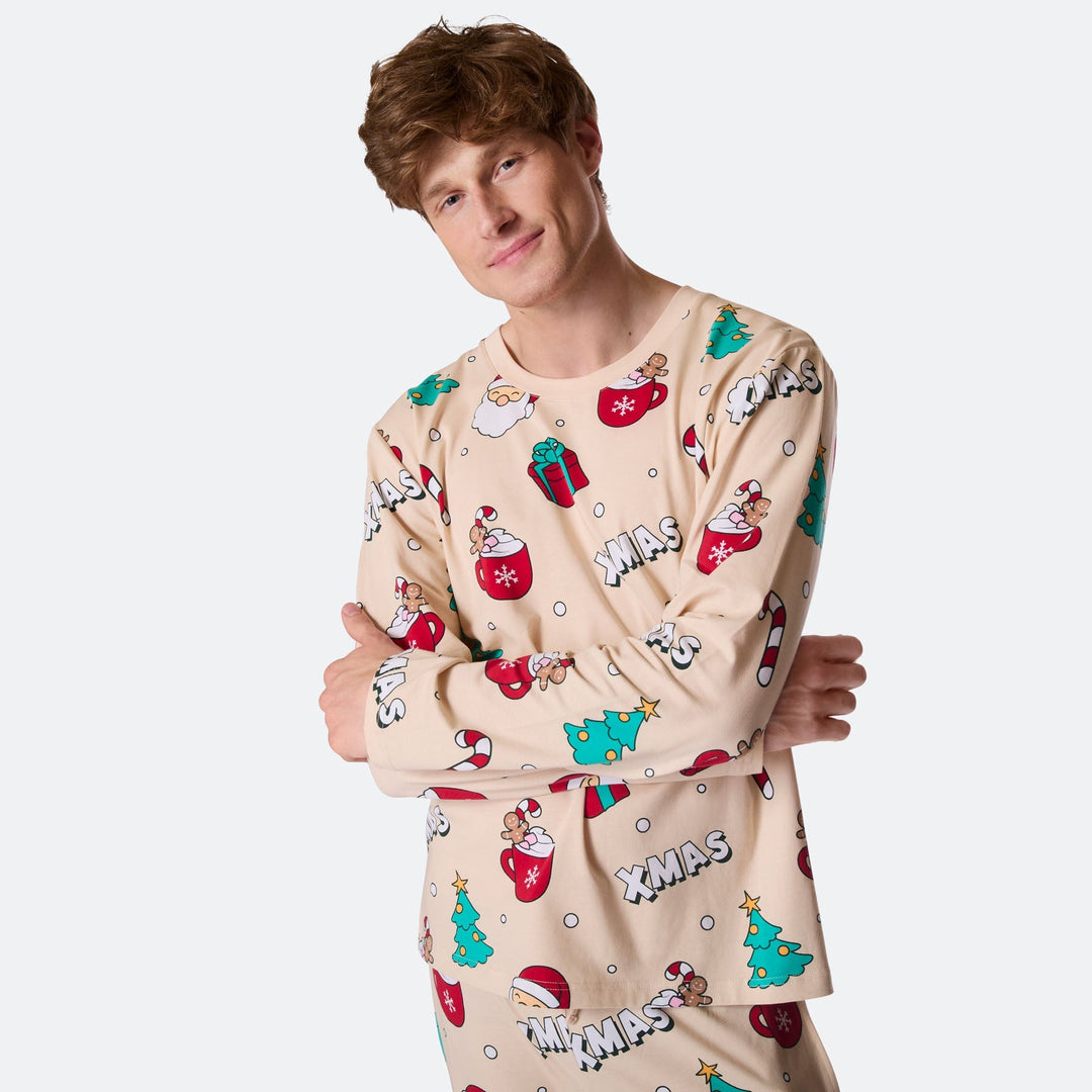 Xmas Beige Julpyjamas Herr