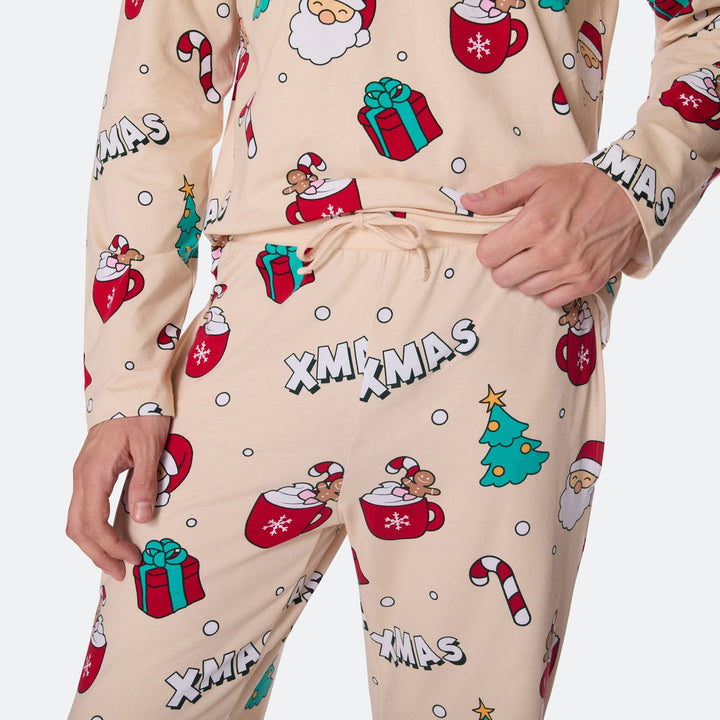 Xmas Beige Julpyjamas Herr