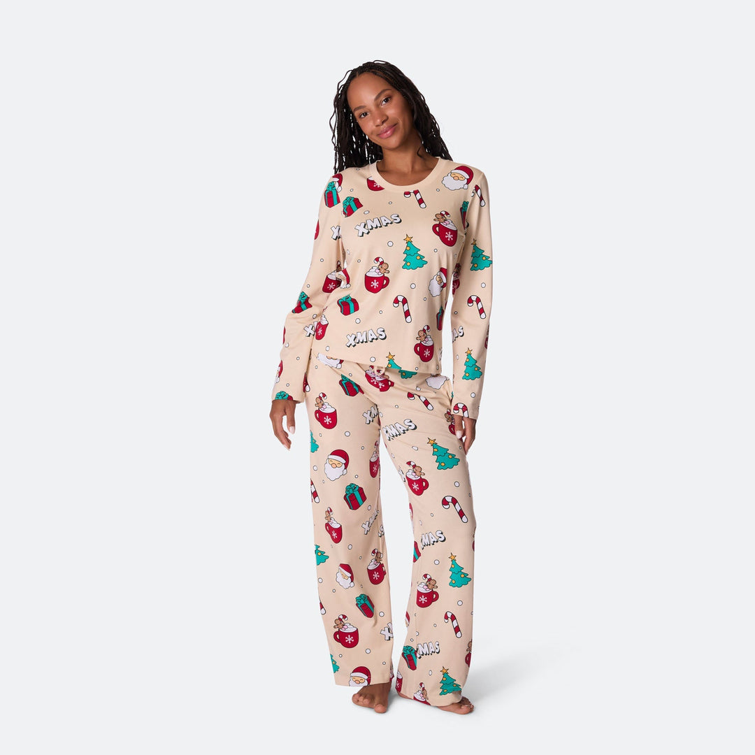 Xmas Beige Julpyjamas Dam