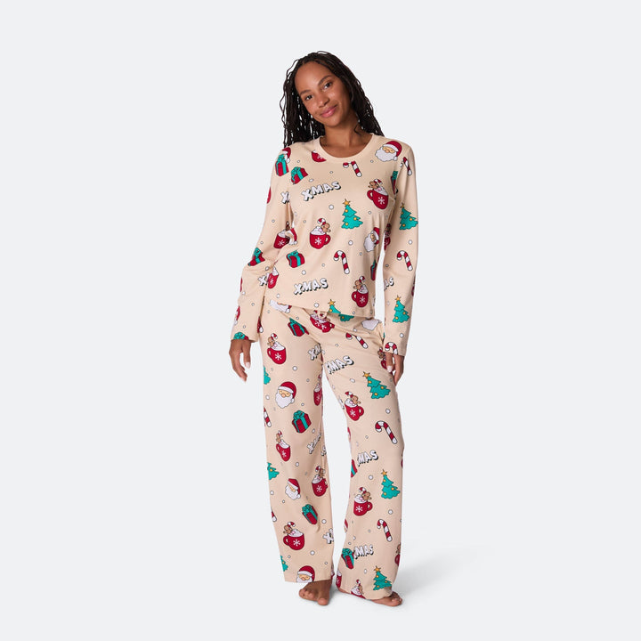 Xmas Beige Julpyjamas Dam