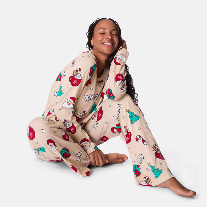 Xmas Beige Julpyjamas Dam