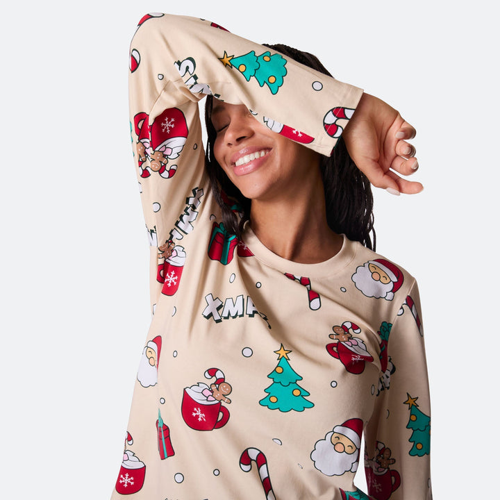 Xmas Beige Julpyjamas Dam