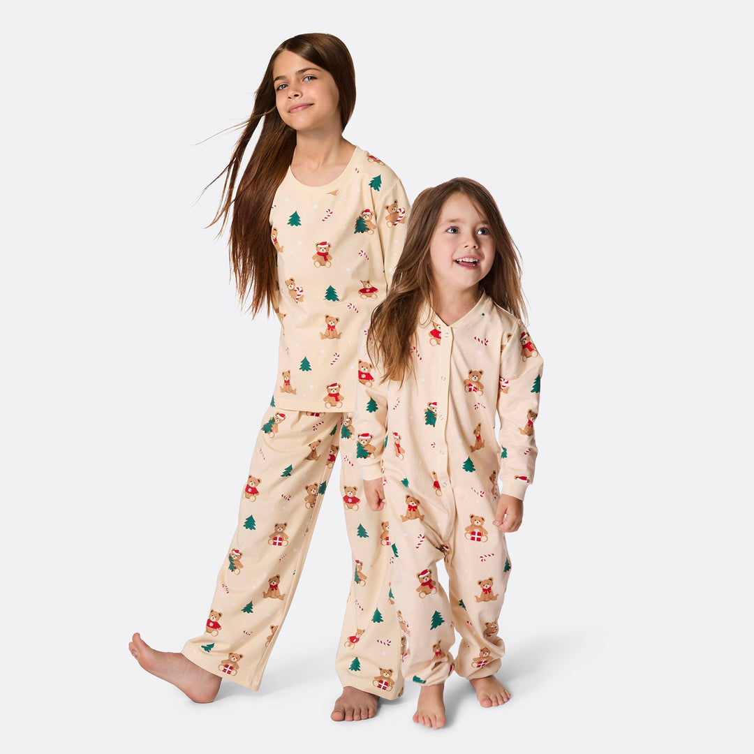 Teddybjörn Beige Julpyjamas Barn