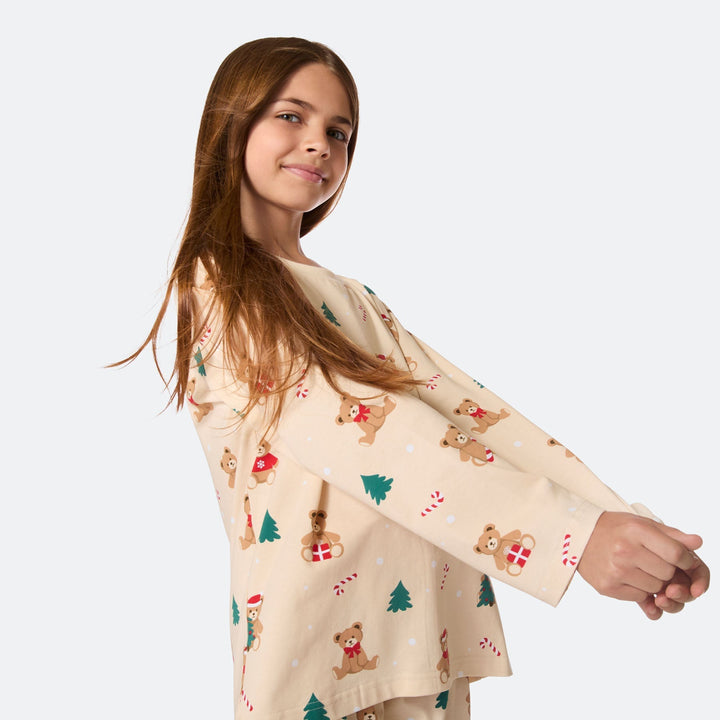 Teddybjörn Beige Julpyjamas Barn