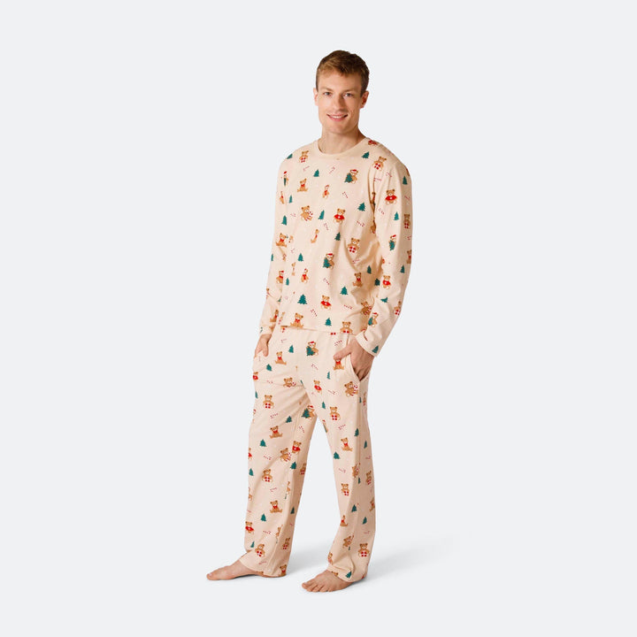 Teddybjörn Beige Julpyjamas Herr