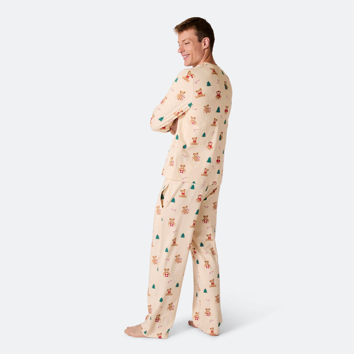 Teddybjörn Beige Julpyjamas Herr
