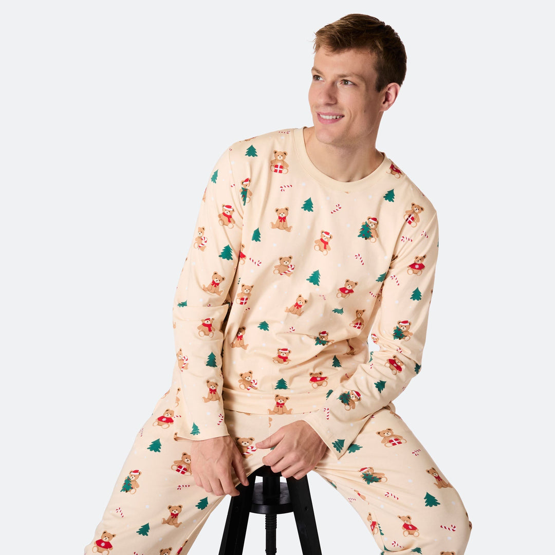 Teddybjörn Beige Julpyjamas Herr