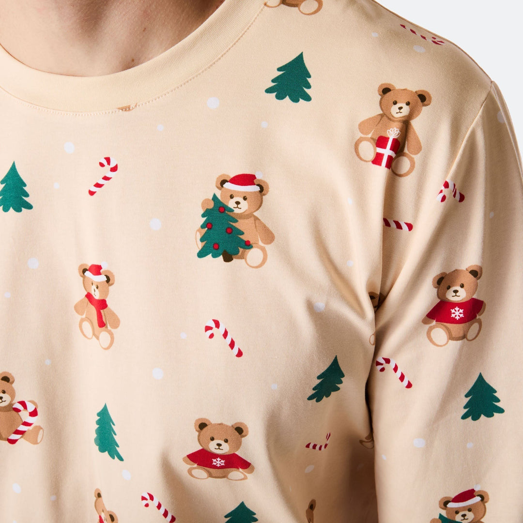 Teddybjörn Beige Julpyjamas Herr