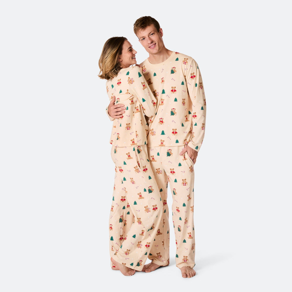 Teddybjörn Beige Julpyjamas Herr