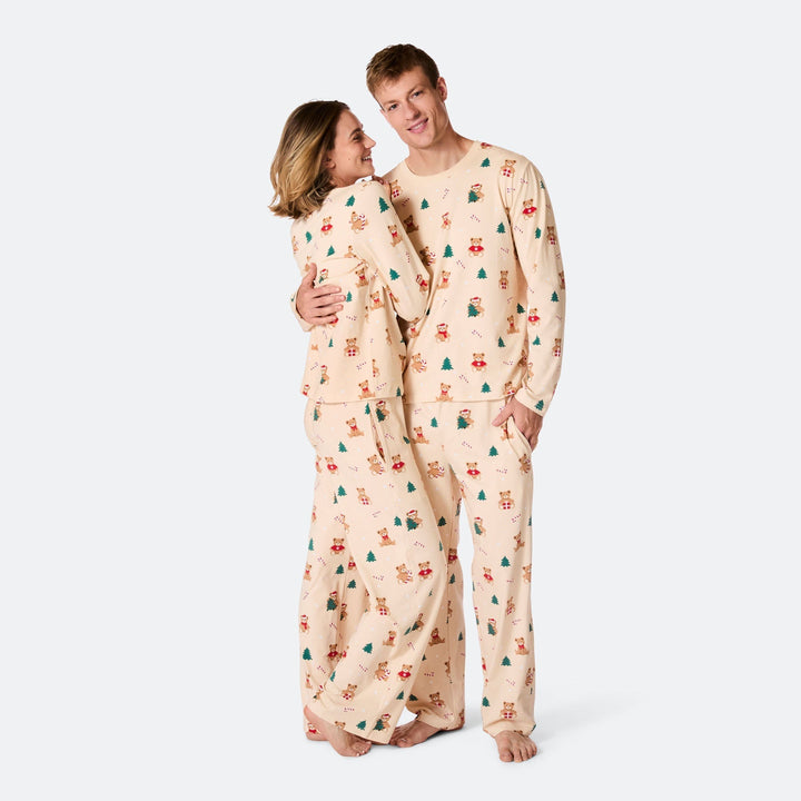 Teddybjörn Beige Julpyjamas Herr