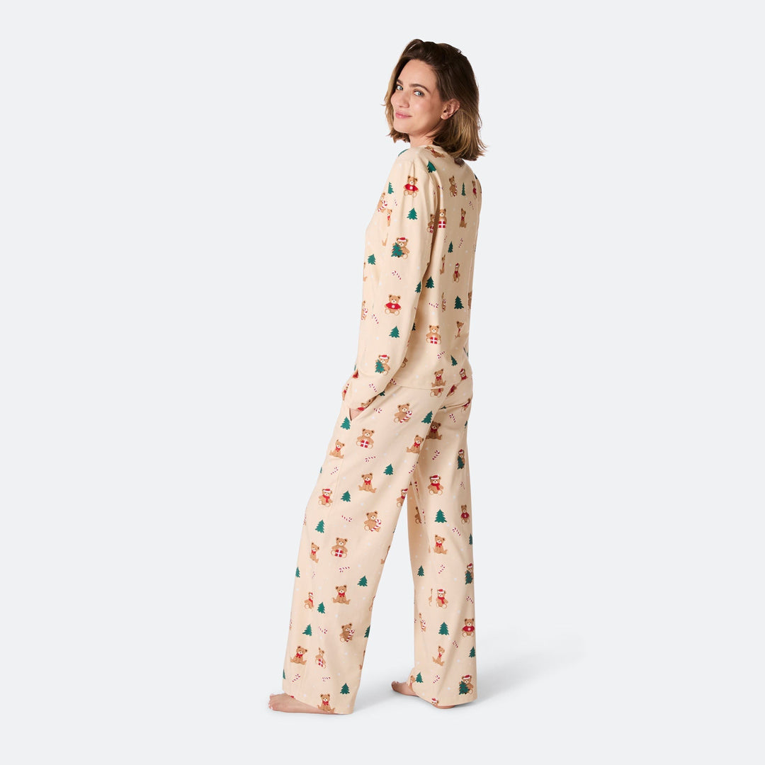 Teddybjörn Beige Julpyjamas Dam