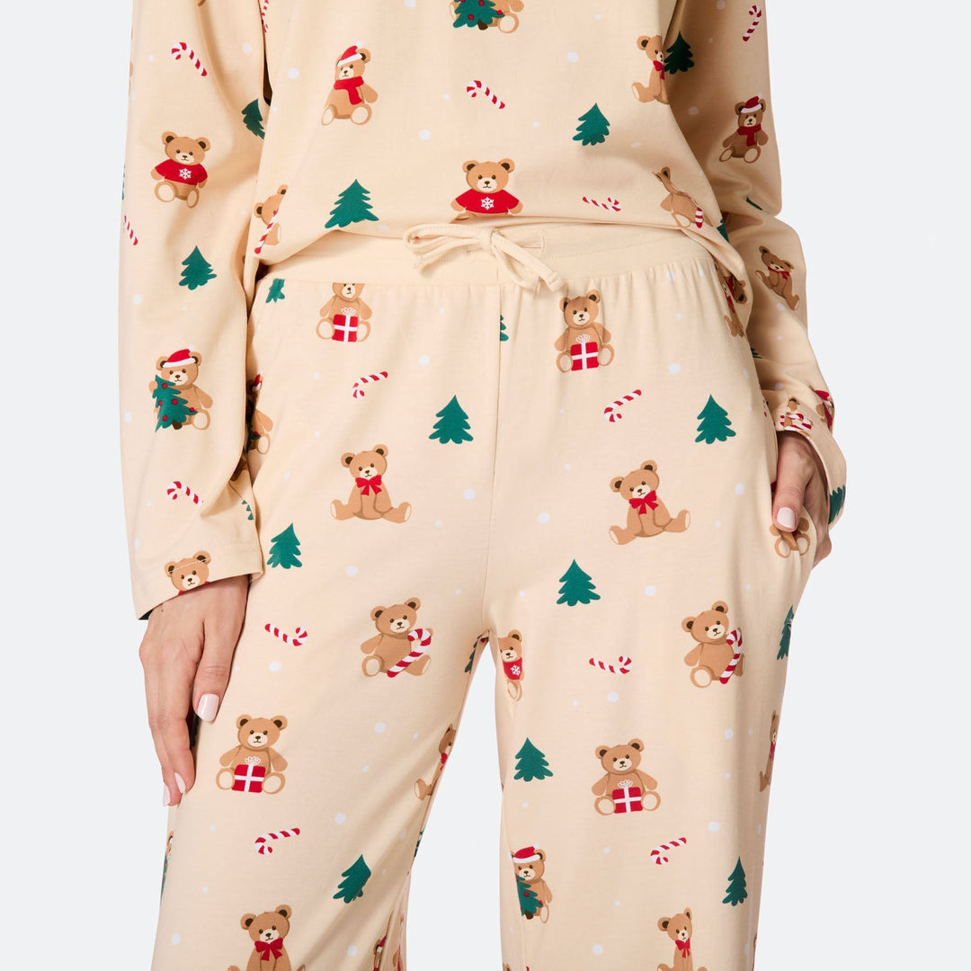 Teddybjörn Beige Julpyjamas Dam