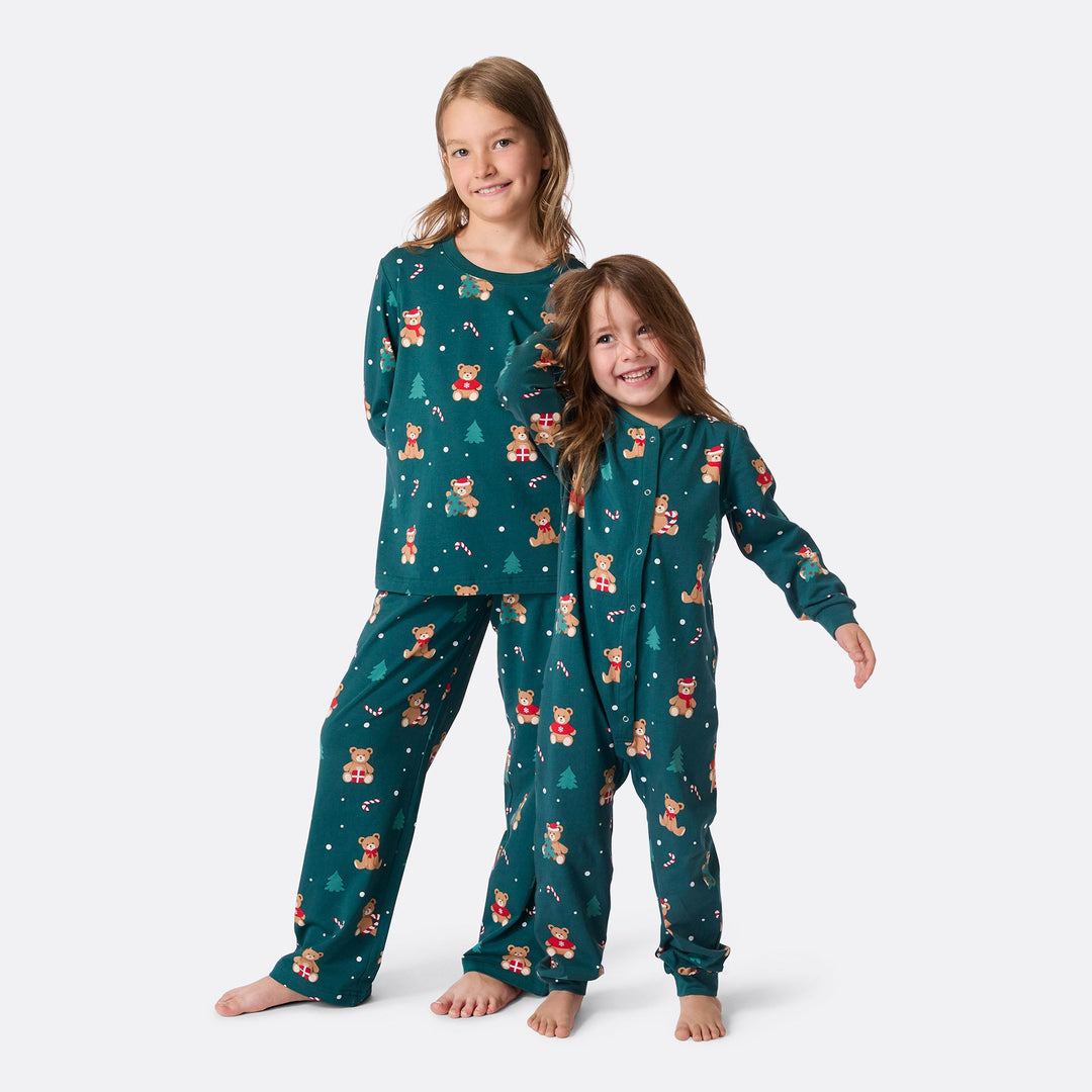 Teddybjörn Grön Julpyjamas Barn