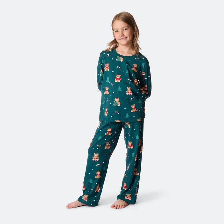 Teddybjörn Grön Julpyjamas Barn