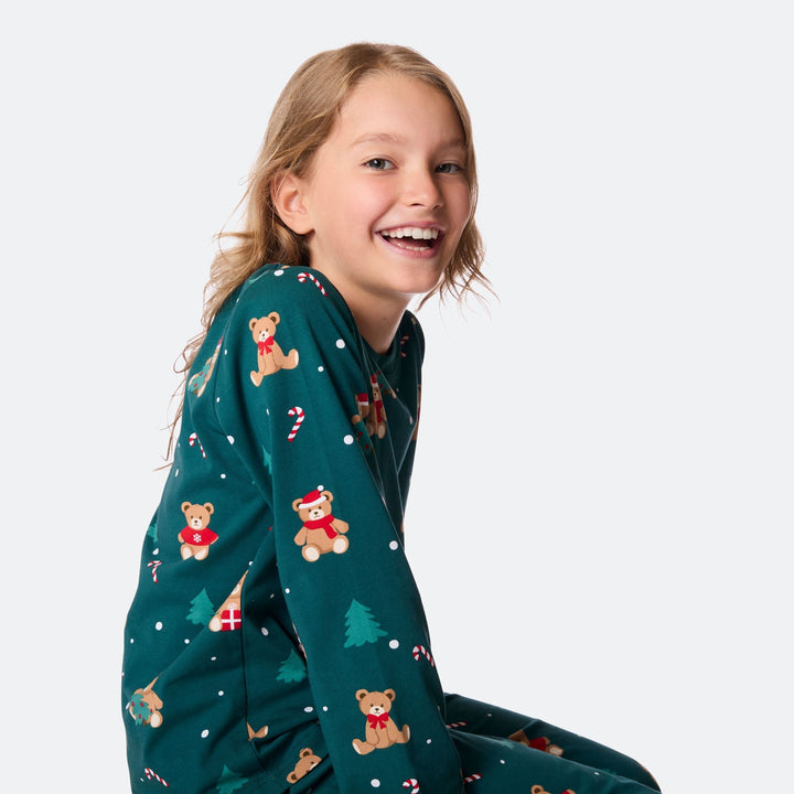 Teddybjörn Grön Julpyjamas Barn