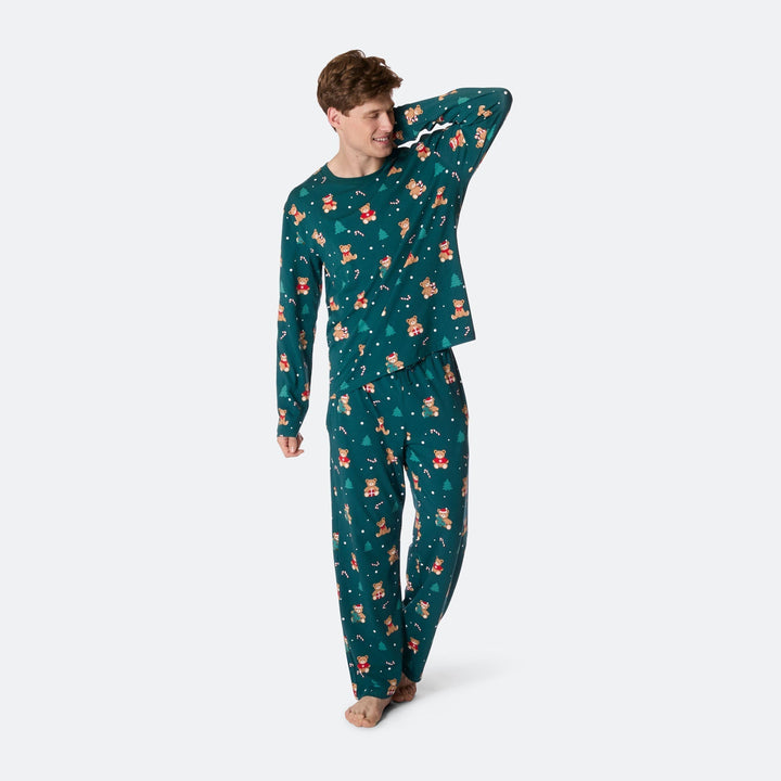 Teddybjörn Grön Julpyjamas Herr