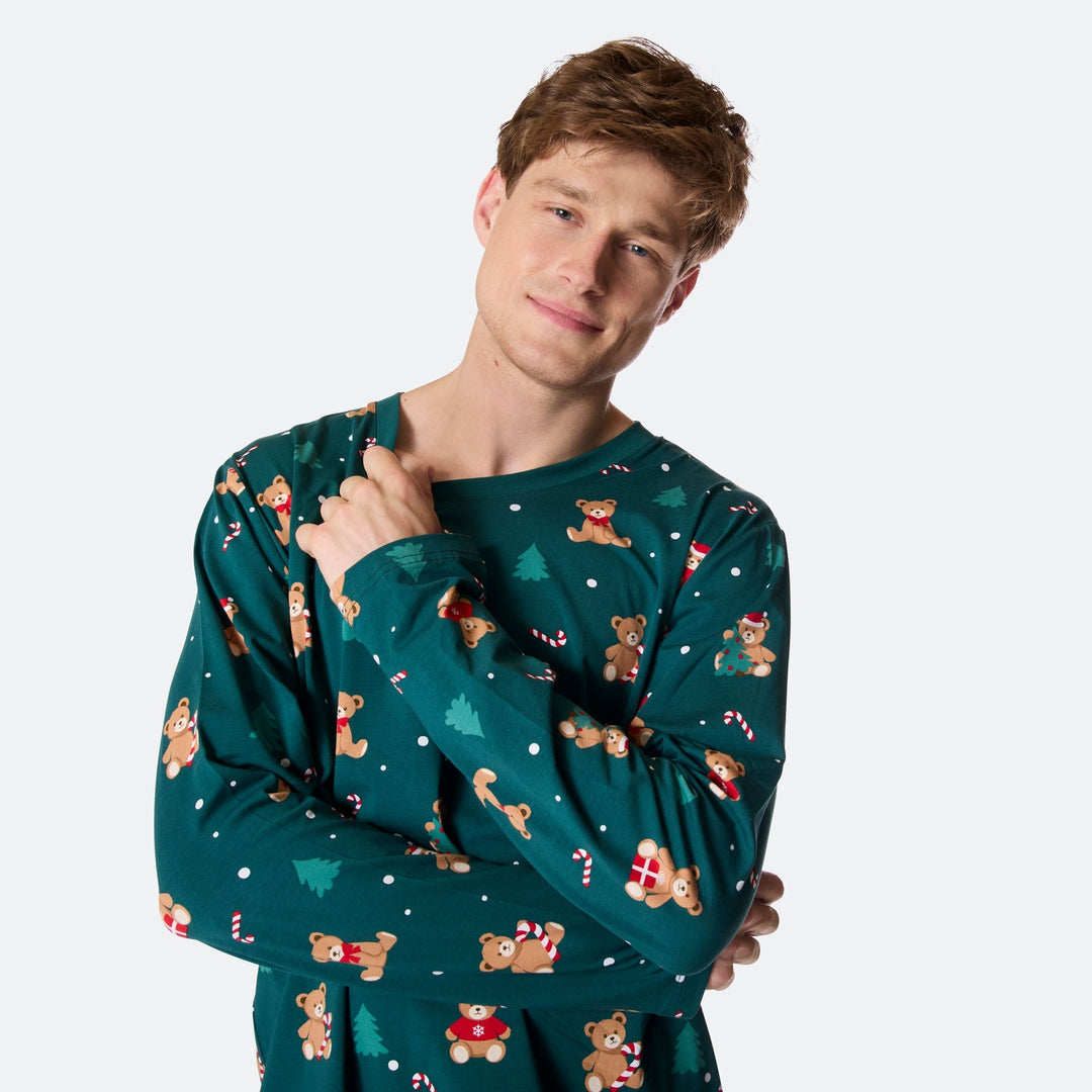 Teddybjörn Grön Julpyjamas Herr